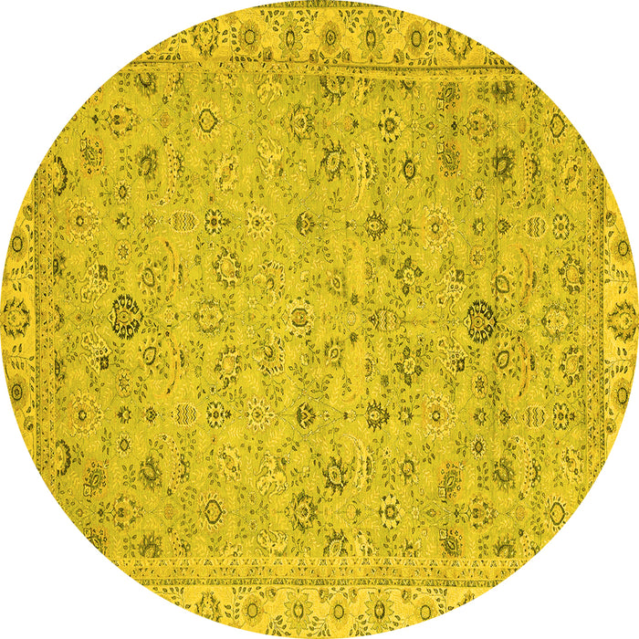 Round Oriental Yellow Traditional Rug, abs2766yw