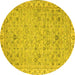 Round Oriental Yellow Traditional Rug, abs2766yw