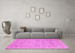 Machine Washable Oriental Pink Traditional Rug in a Living Room, wshabs2766pnk