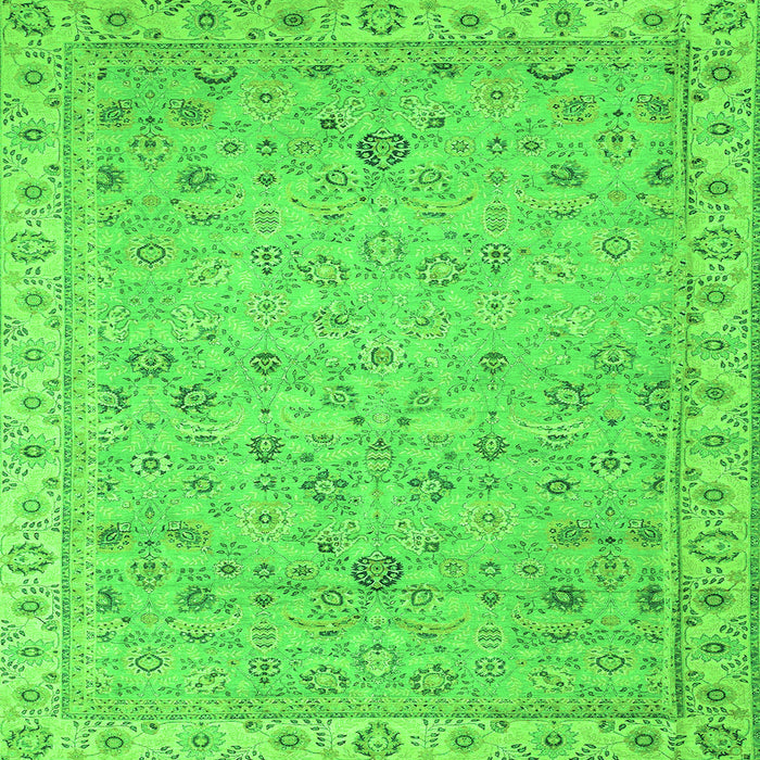 Square Machine Washable Oriental Green Traditional Area Rugs, wshabs2766grn