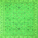 Square Machine Washable Oriental Green Traditional Area Rugs, wshabs2766grn