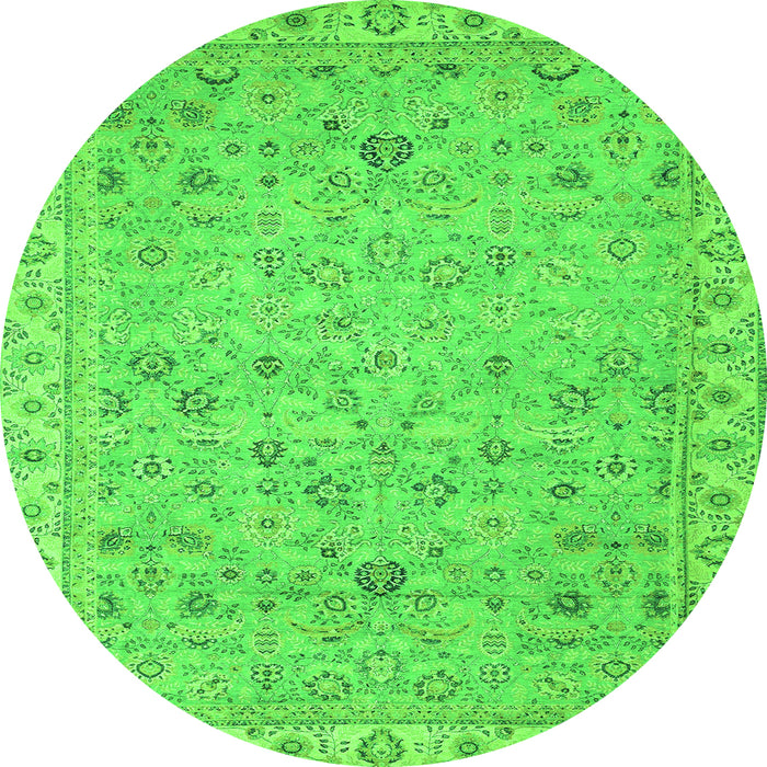 Round Oriental Green Traditional Rug, abs2766grn