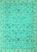 Machine Washable Oriental Turquoise Traditional Area Rugs, wshabs2766turq