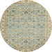 Round Abstract Brown Oriental Rug, abs2766