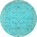 Round Oriental Light Blue Traditional Rug, abs2766lblu