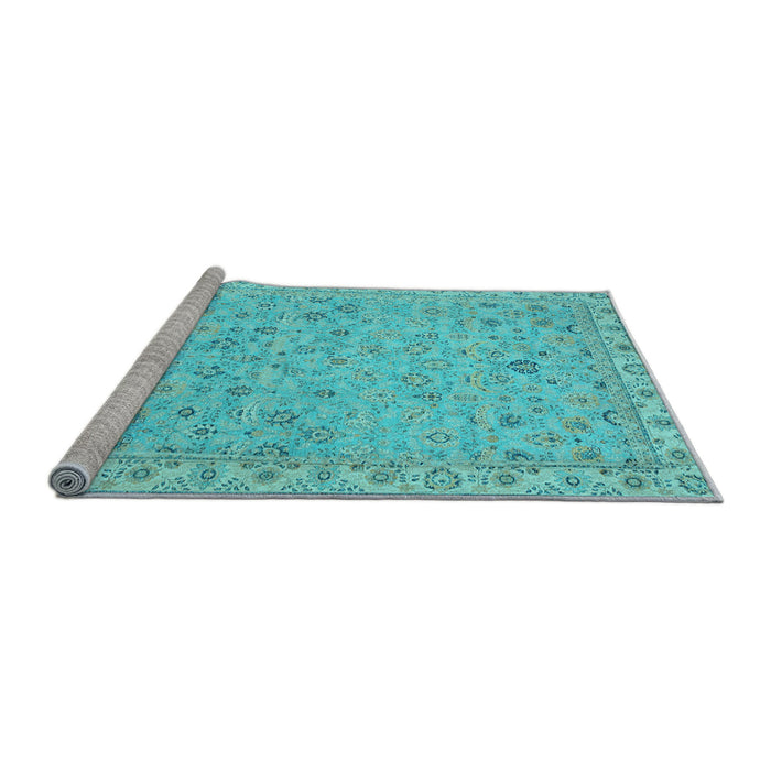 Sideview of Machine Washable Oriental Light Blue Traditional Rug, wshabs2766lblu