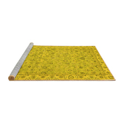 Sideview of Machine Washable Oriental Yellow Traditional Rug, wshabs2766yw