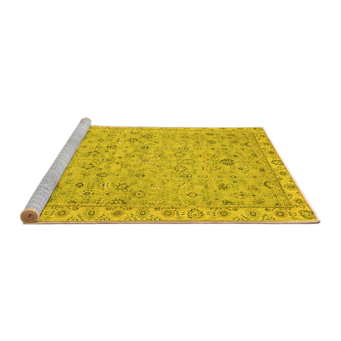 Sideview of Machine Washable Oriental Yellow Traditional Rug, wshabs2766yw