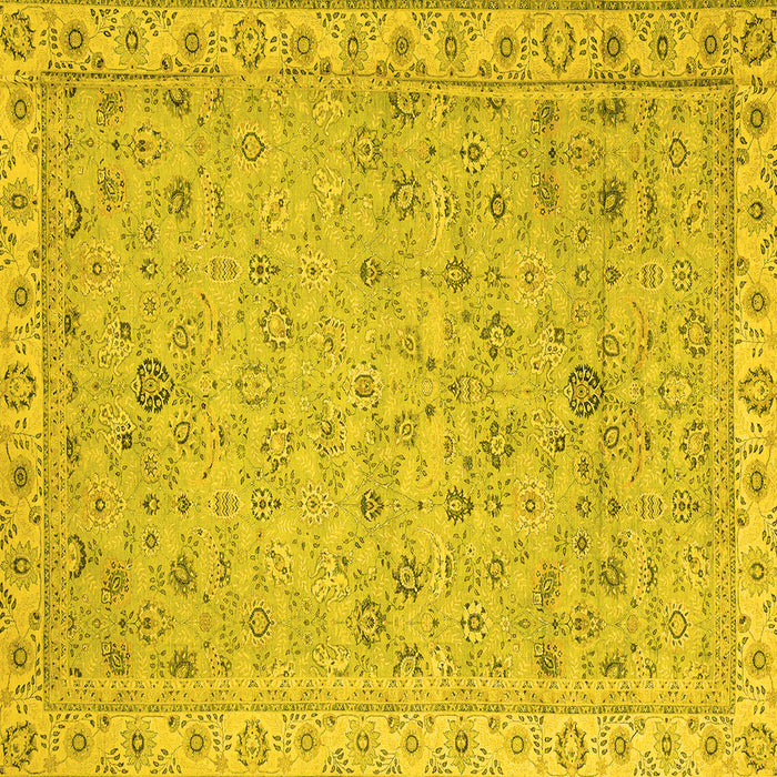Square Machine Washable Oriental Yellow Traditional Rug, wshabs2766yw