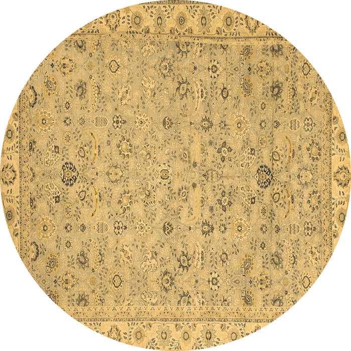 Round Oriental Brown Traditional Rug, abs2766brn