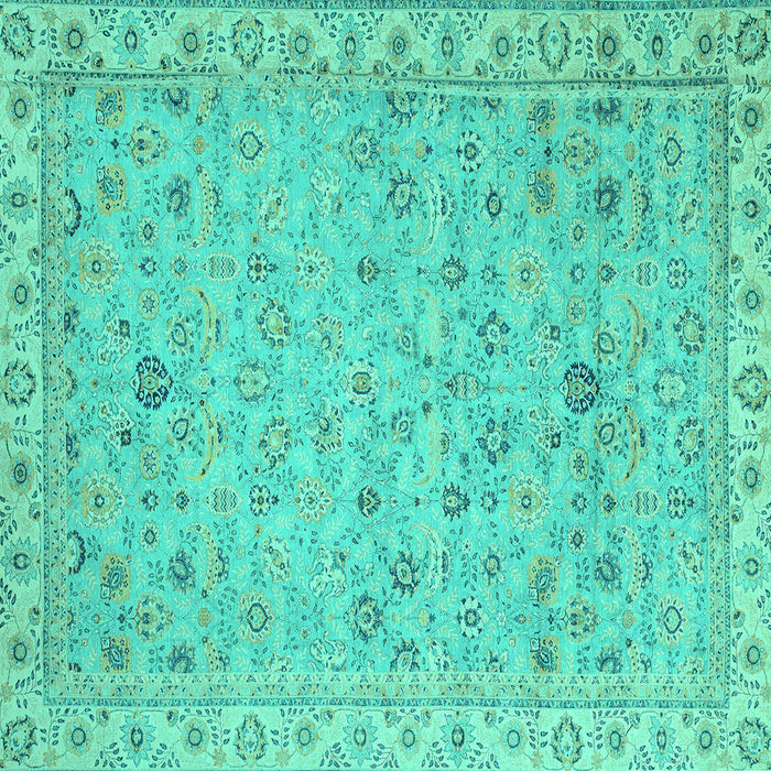 Square Machine Washable Oriental Turquoise Traditional Area Rugs, wshabs2766turq