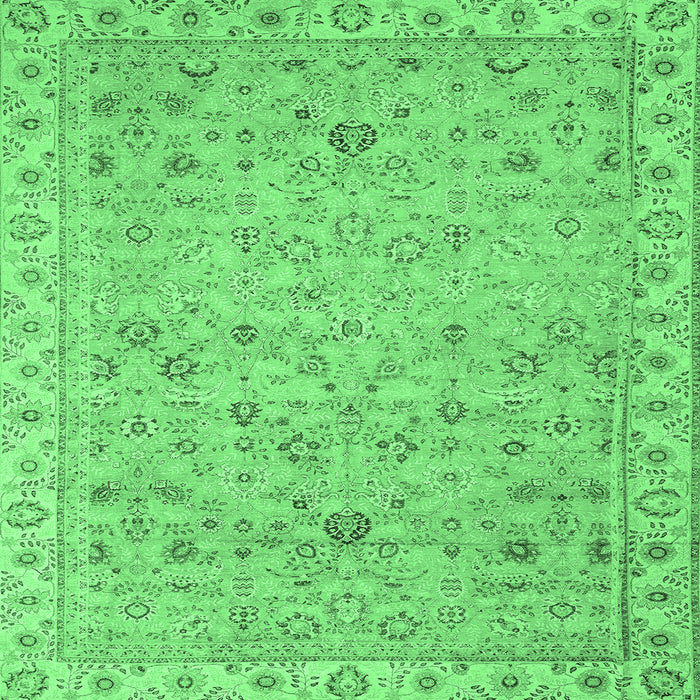Square Machine Washable Oriental Emerald Green Traditional Area Rugs, wshabs2766emgrn