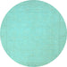 Round Machine Washable Abstract Light Blue Modern Rug, wshabs2767lblu