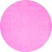 Round Machine Washable Abstract Pink Modern Rug, wshabs2767pnk