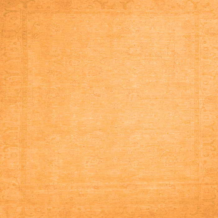 Square Machine Washable Abstract Orange Modern Area Rugs, wshabs2767org