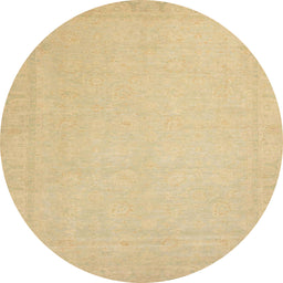 Round Machine Washable Abstract Yellow Rug, wshabs2767