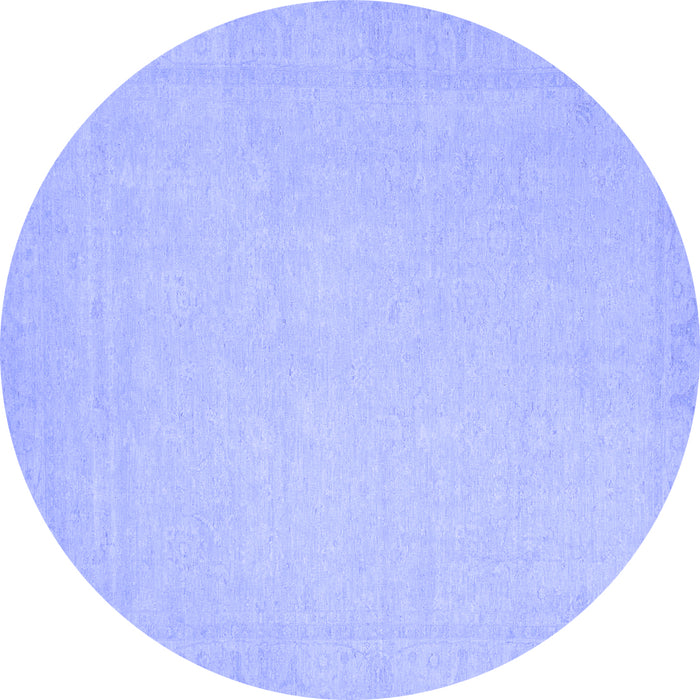 Round Abstract Blue Modern Rug, abs2767blu