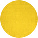 Round Machine Washable Abstract Yellow Modern Rug, wshabs2767yw