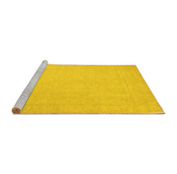 Sideview of Machine Washable Abstract Yellow Modern Rug, wshabs2767yw
