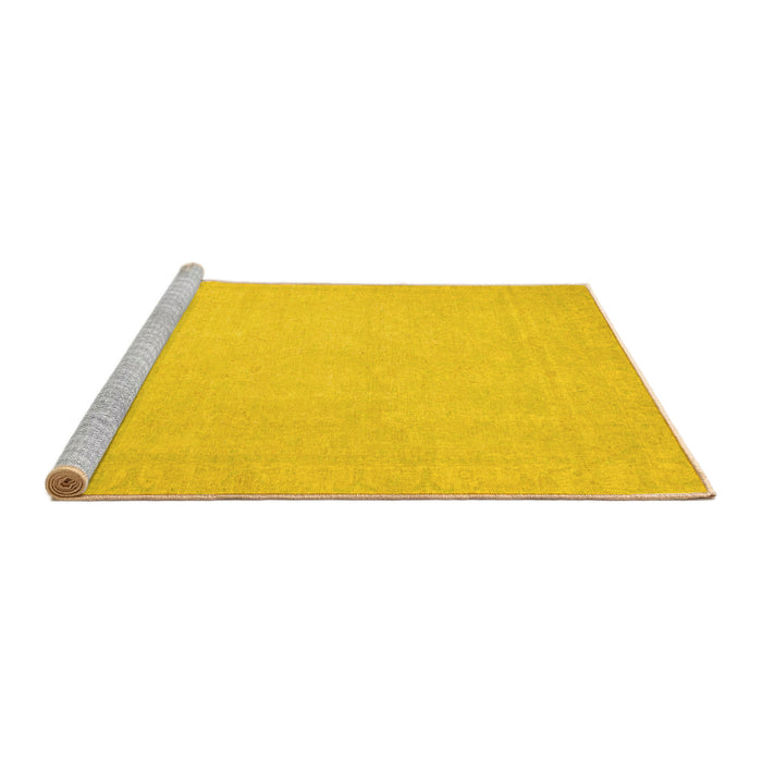 Sideview of Machine Washable Abstract Yellow Modern Rug, wshabs2767yw