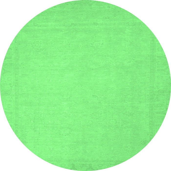Round Abstract Emerald Green Modern Rug, abs2767emgrn