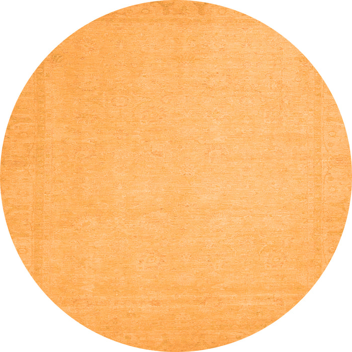 Round Abstract Orange Modern Rug, abs2767org
