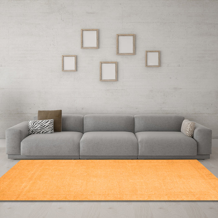 Machine Washable Abstract Orange Modern Area Rugs in a Living Room, wshabs2767org