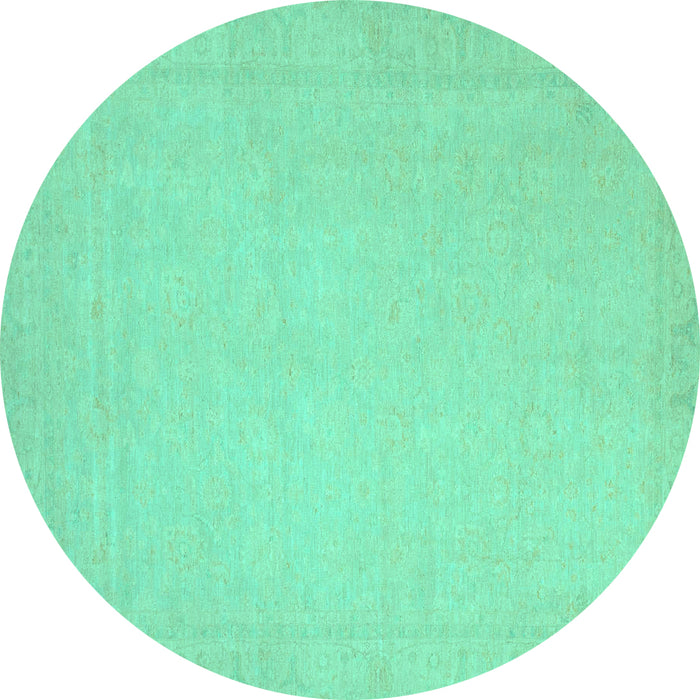 Round Machine Washable Abstract Turquoise Modern Area Rugs, wshabs2767turq