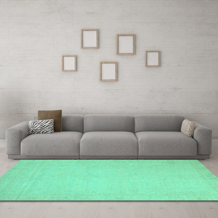 Machine Washable Abstract Turquoise Modern Area Rugs in a Living Room,, wshabs2767turq