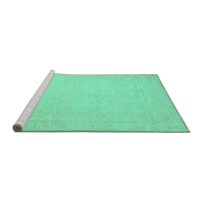 Sideview of Machine Washable Abstract Turquoise Modern Area Rugs, wshabs2767turq