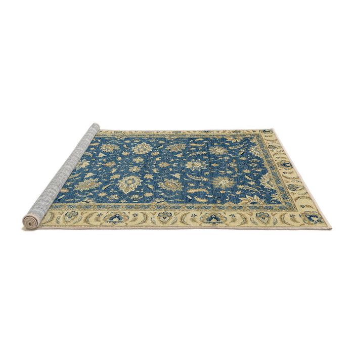 Sideview of Machine Washable Abstract Green Rug, wshabs2768