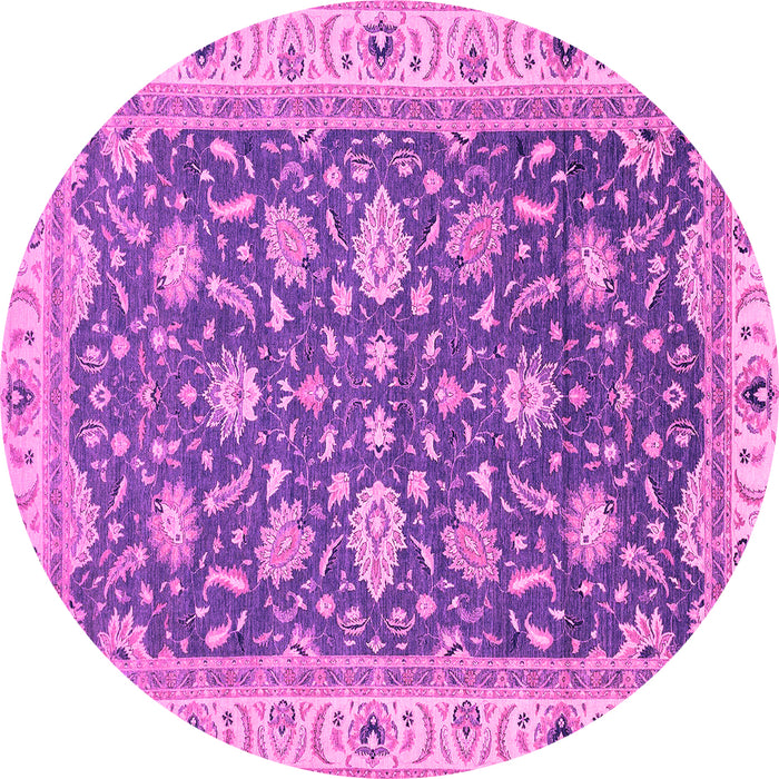 Round Machine Washable Oriental Pink Traditional Rug, wshabs2768pnk