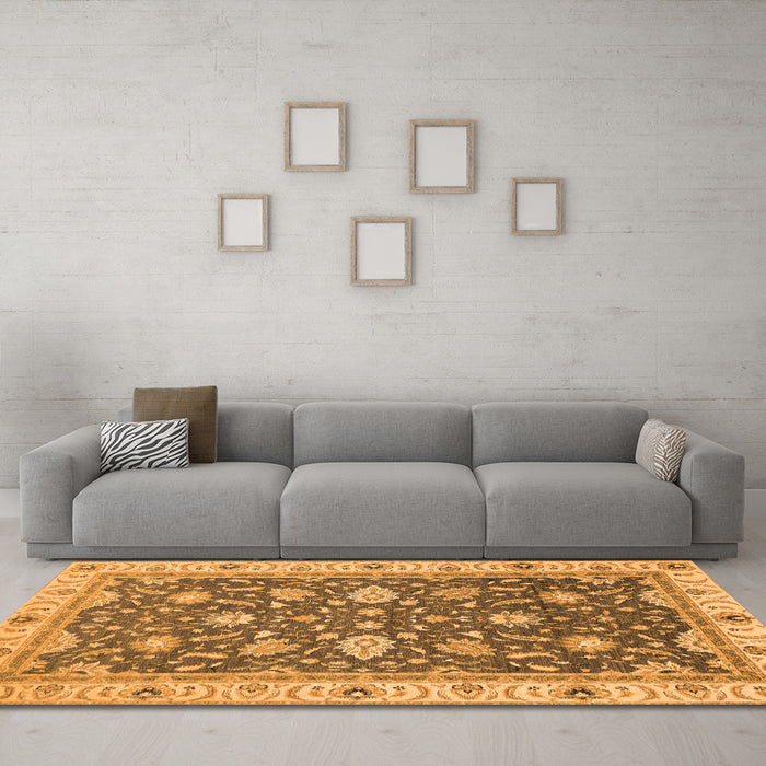 Machine Washable Oriental Orange Traditional Area Rugs in a Living Room, wshabs2768org