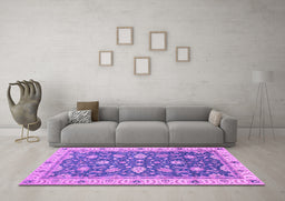 Machine Washable Oriental Purple Traditional Area Rugs in a Living Room, wshabs2768pur