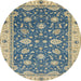 Round Abstract Green Oriental Rug, abs2768