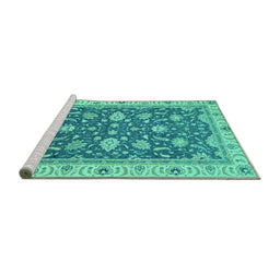 Sideview of Machine Washable Oriental Turquoise Traditional Area Rugs, wshabs2768turq