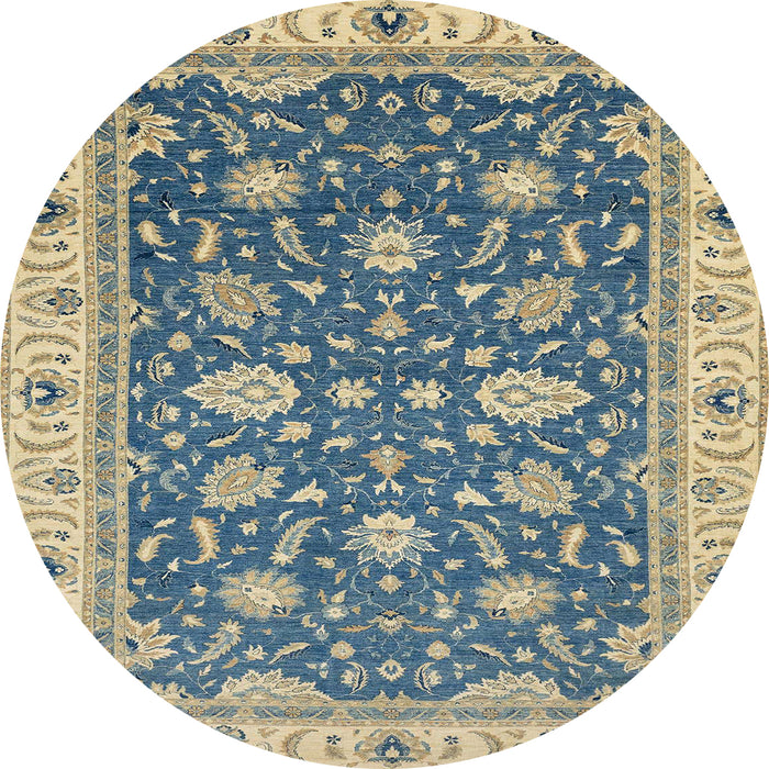 Round Machine Washable Abstract Green Rug, wshabs2768