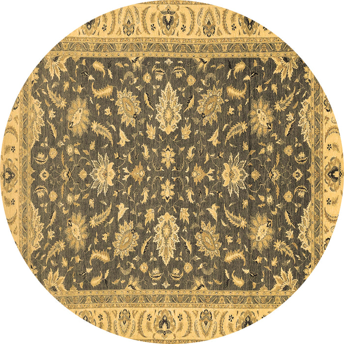 Round Machine Washable Oriental Brown Traditional Rug, wshabs2768brn