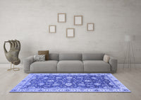 Machine Washable Oriental Blue Traditional Rug, wshabs2768blu