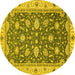 Round Oriental Yellow Traditional Rug, abs2768yw