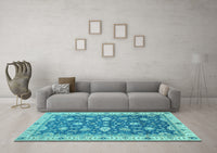 Machine Washable Oriental Light Blue Traditional Rug, wshabs2768lblu