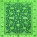 Square Oriental Green Traditional Rug, abs2768grn