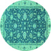 Round Oriental Turquoise Traditional Rug, abs2768turq