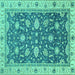 Square Oriental Turquoise Traditional Rug, abs2768turq