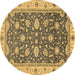Round Oriental Brown Traditional Rug, abs2768brn