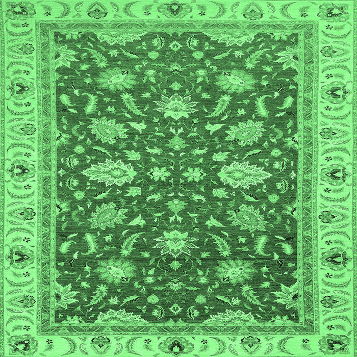 Square Machine Washable Oriental Emerald Green Traditional Area Rugs, wshabs2768emgrn