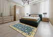 Abstract Green Oriental Rug in a Bedroom, abs2768