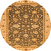 Round Machine Washable Oriental Orange Traditional Area Rugs, wshabs2768org