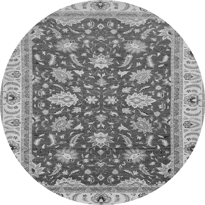 Round Machine Washable Oriental Gray Traditional Rug, wshabs2768gry