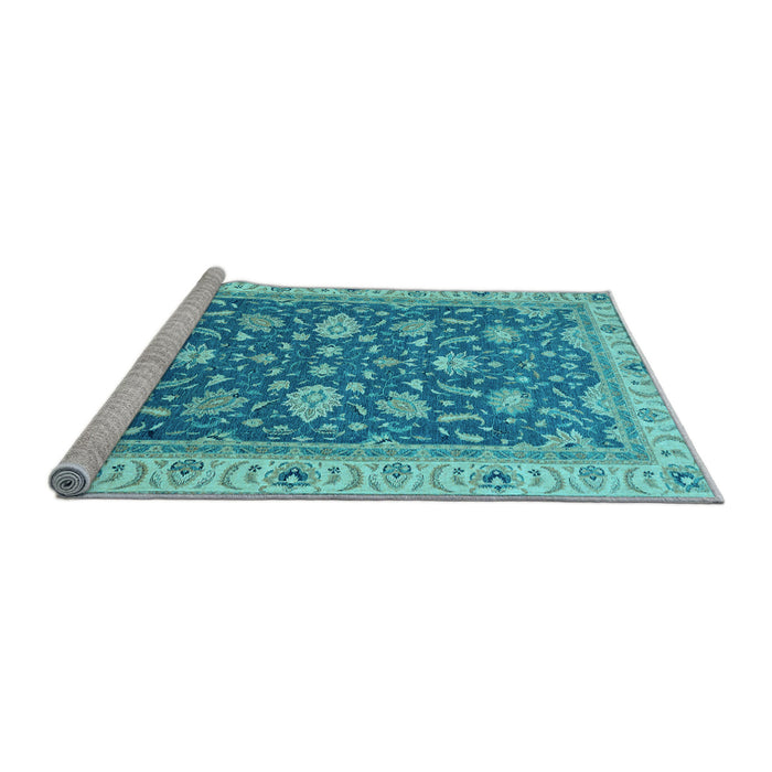 Sideview of Machine Washable Oriental Light Blue Traditional Rug, wshabs2768lblu